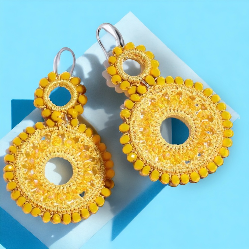 ☀️Macrame and Beaded Radiance Earrings☀️